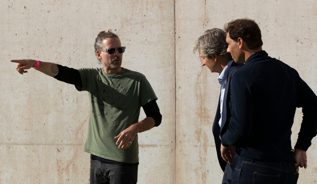 Hagai Lazar giving direction on set with Rafael Nadal